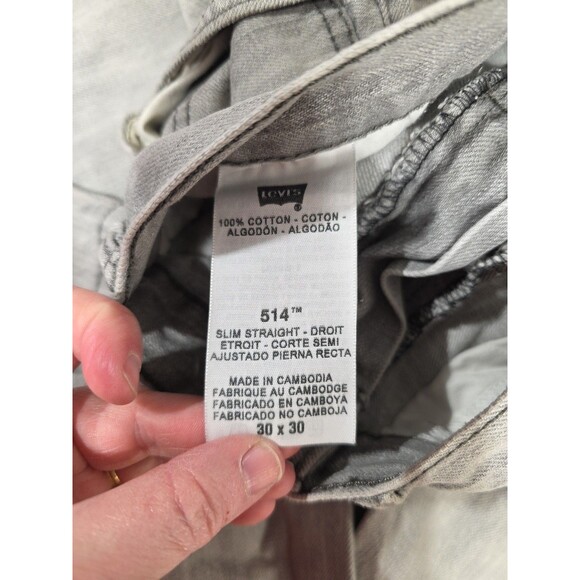 Levis 514 Slim Straight Jeans Gray Denim Mens Size 30x30 Casual Everyday - Picture 3 of 12
